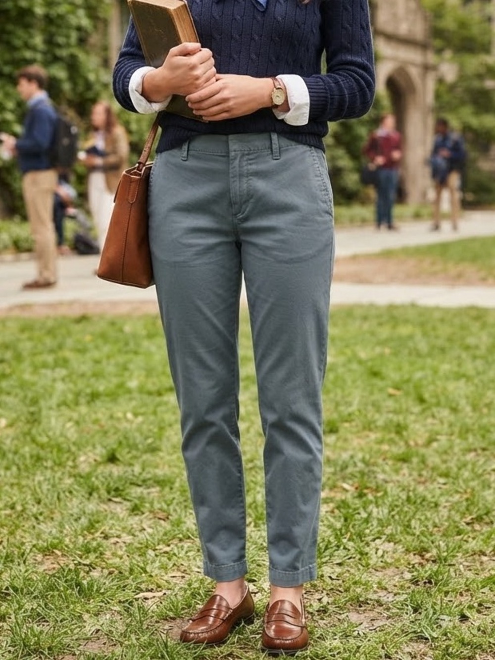 GAP Women's Ankle Chinos in Slate Blue